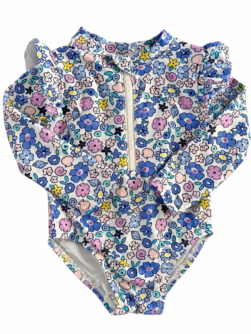 Gerber Baby Girl 3-6M Floral Long Sleeve One Piece Swimsuit Rashguard
